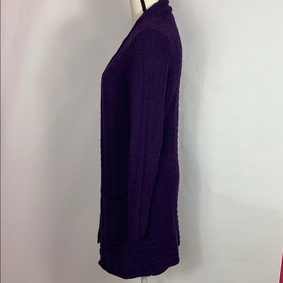 Leo & Nicole purple open front w pockets sweater - Picture 4 of 9